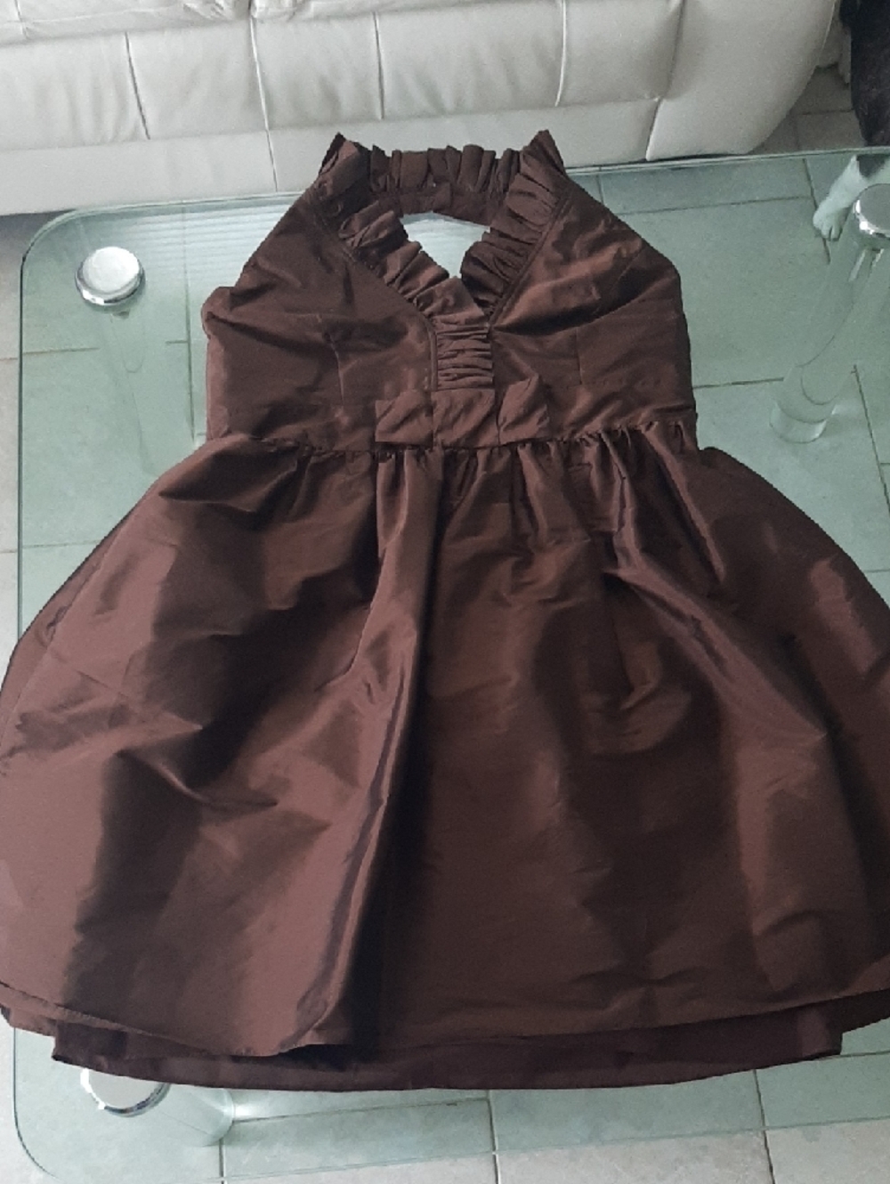ALFRED SUNG🤎Chocolate Brown Halter Midi Dress with Side Pockets, Lined Sz 22 - Picture 9 of 10